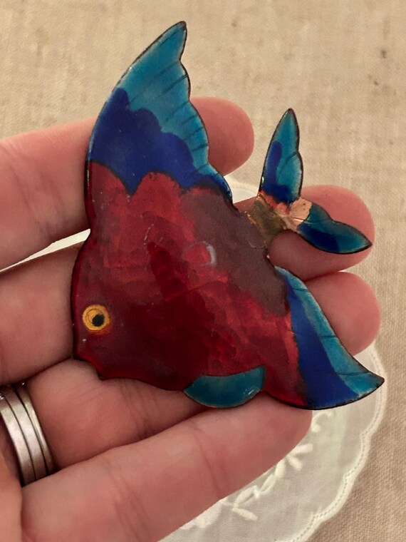 Vintage Mid Century Artisan Angelfish Pin View 2