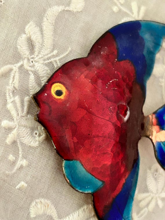 Vintage Mid Century Artisan Angelfish Pin View 5