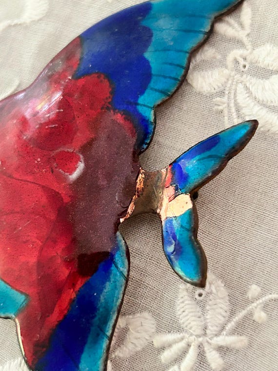 Vintage Mid Century Artisan Angelfish Pin View 4