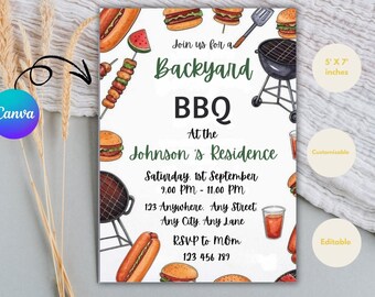 Summer Pool Party Invitation: BBQ Grill & Chill, Digital Download