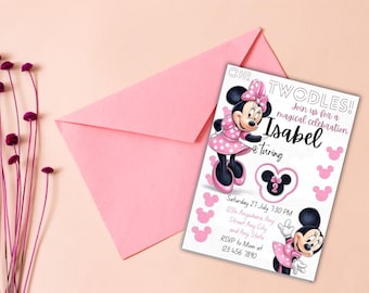 Oh Twodles Invitation: Mickey Mouse 2nd Birthday, Editable Canva Template (Digital Download