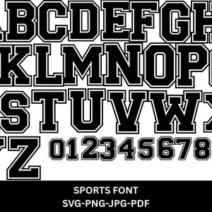 Varsity Font Svg Bundle, Basketball Football Soccer Volleyball Tennis Balll, Jersey Numbers Svg,  Sports Font, College Font, Sports, Jersey