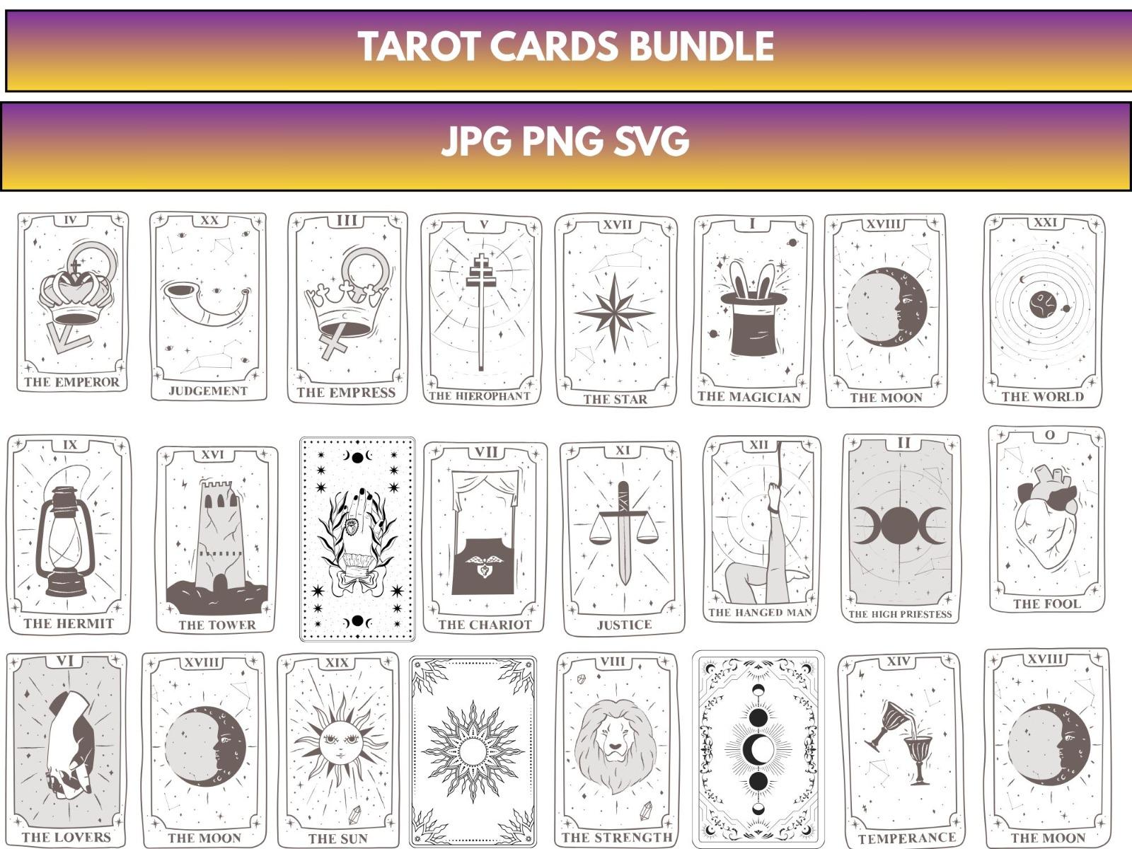 Celestial Tarot Cards SVG Bundle: Mystical Major & Minor Arcana