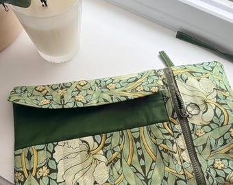 Handmade Roll-Up Organizer | William Morris Print | Makeup Brush Roll • Crochet Hook Case • DPN Needle Case - Custom Embroidery Available