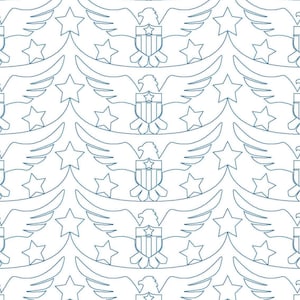 Diseño de acolchado digital de brazo largo Eagle Stars de borde a borde.