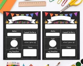 Chalkboard First & Last Day of School Sign Set (Digital Download)