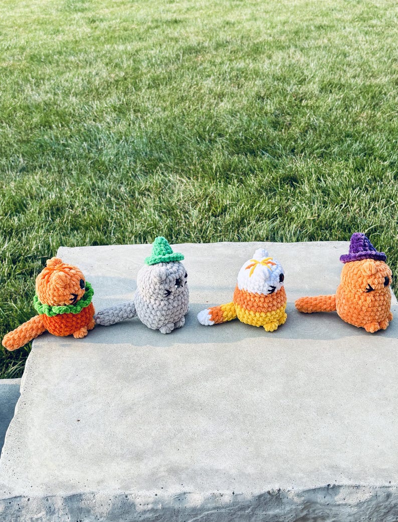 Halloween Cat Plushie | Spooky Cute Crochet | Halloween Boo Basket Gift image 15