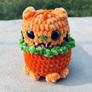 Halloween Cat Plushie | Spooky Cute Crochet | Halloween Boo Basket Gift image 11