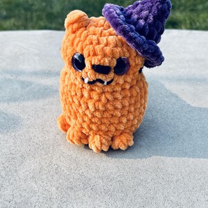 Halloween Cat Plushie | Spooky Cute Crochet | Halloween Boo Basket Gift Witchy Cat (Orange)