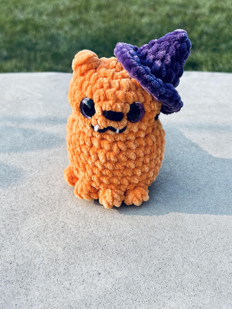 Halloween Cat Plushie | Spooky Cute Crochet | Halloween Boo Basket Gift Witchy Cat (Orange)