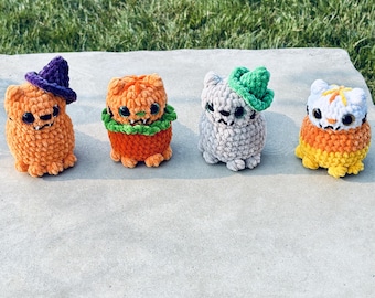 Halloween Cat Plushie | Spooky Cute Crochet | Halloween Boo Basket Gift