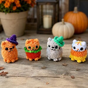 Halloween Cat Plushie | Spooky Cute Crochet | Halloween Boo Basket Gift image 2