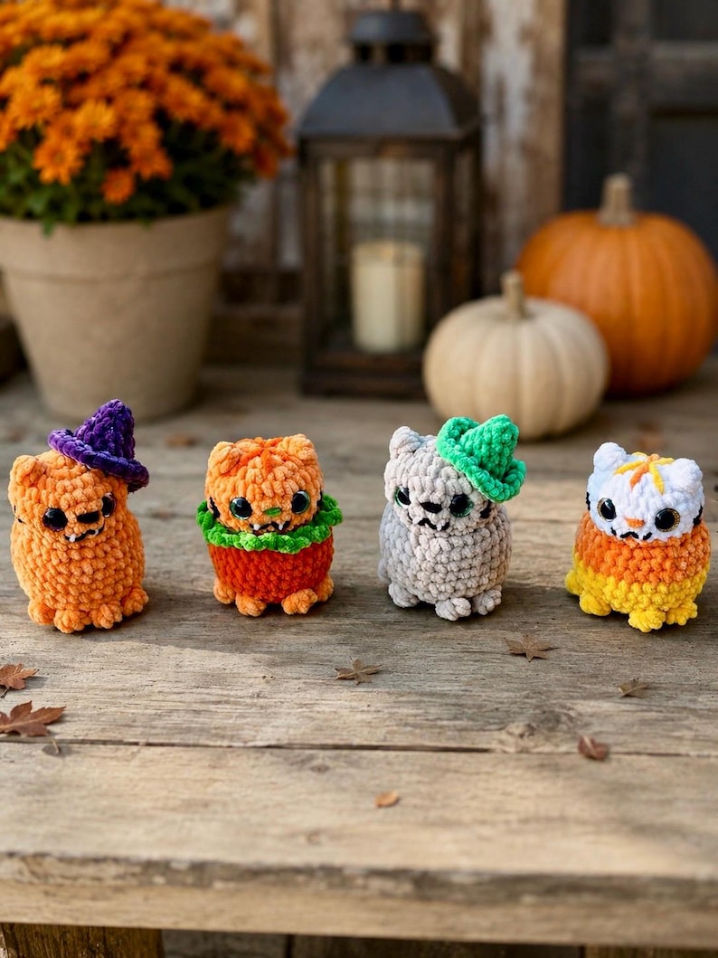 Halloween Cat Plushie | Spooky Cute Crochet | Halloween Boo Basket Gift image 2