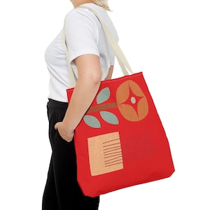 Vibrant Floral Tote Bag: Boho Style Polyester Shopping Bag