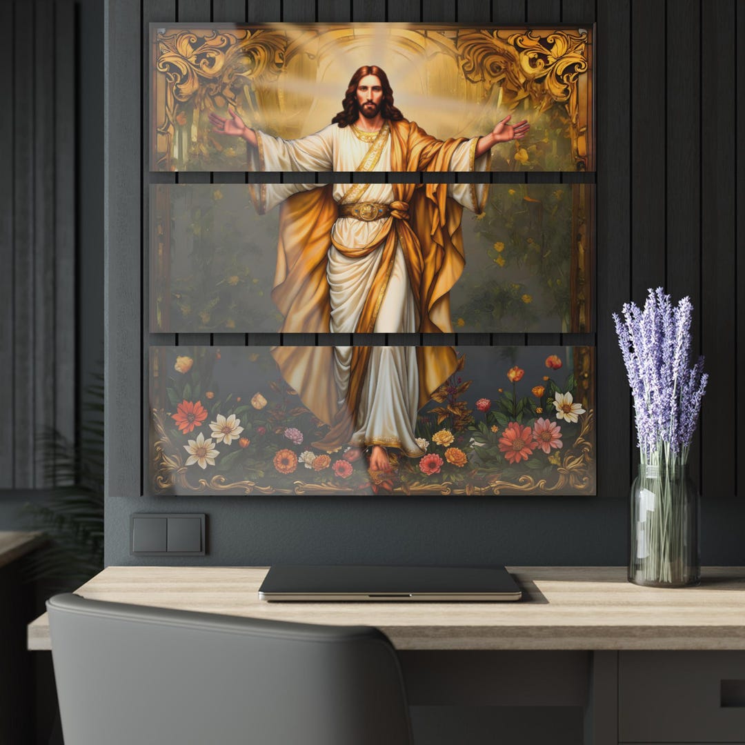Resurrected Christ Triptych Acrylic Print, Religious Wall Art ...