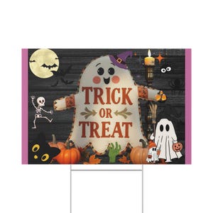 Halloween Lawn Sign: Spooky Trick or Treat Yard Decor