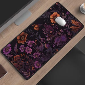Tappetino da scrivania Cottagecore: tappetino per mouse XL botanico viola scuro
