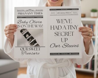 Anuncio de embarazo en periódico Canva, Anuncio de bebé en periódico grande, Anuncio de embarazo en periódico, Baby shower en periódico