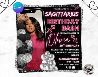 Schütze-Geburtstags-Flyer, Sagittarius-Bash-Flyer, Geburtstags-Flyer, Geburtstagskind, Party-Flyer, Feier-Flyer, Szn-Flyer, Canva-editierbar