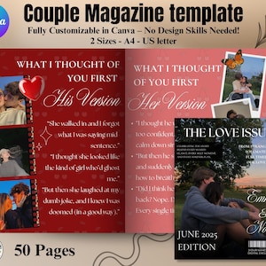 Personalised Couples Magazine Template | Anniversary & Relationship Gift | Custom Digital Gift for Him and Her, Couple Gift, Engagement Gift