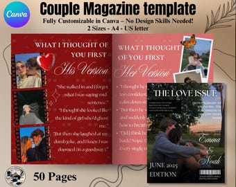 Personalised Couples Magazine Template | Anniversary & Relationship Gift | Custom Digital Gift for Him and Her, Couple Gift, Engagement Gift