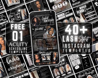 Más de 40 plantillas de Instagram para técnicos de pestañas, estilistas de pestañas, publicaciones de Instagram sobre técnicos de pestañas, extensiones de pestañas y redes sociales sobre pestañas.