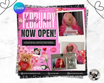 Folleto de reservas de febrero: Plantilla de Canva para San Valentín