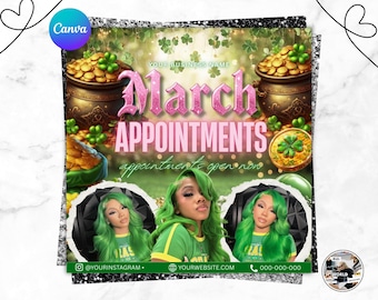 Bokningsflyer för mars, bokningsflyer för St Patricks Day, flygblad för semestererbjudanden