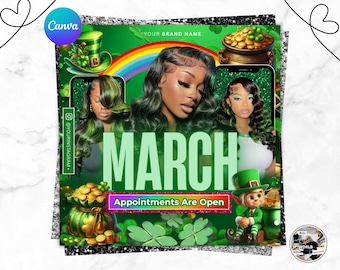 Folleto de reservas de marzo, folleto de reservas del Día de San Patricio, folleto de ofertas de vacaciones