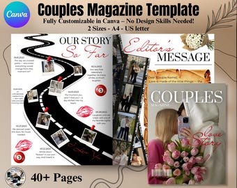 Personalised Couples Magazine Template | Anniversary & Relationship Gift | Custom Digital Gift for Him and Her, Couple Gift, Engagement Gift