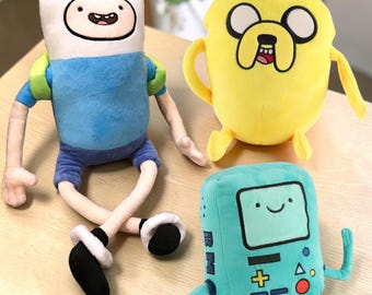 Animated Adventure Plush Set, Finn, Jake & BMO Inspired Stuffed Toys, Cute Cartoon Character Collection, Gift for Fans and Kids