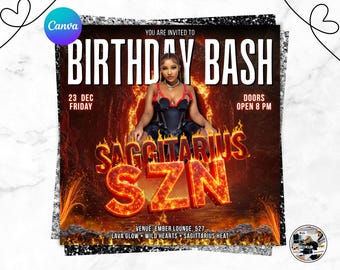 Schütze-Geburtstags-Flyer, Sagittarius-Bash-Flyer, Geburtstags-Flyer, Geburtstagskind, Party-Flyer, Feier-Flyer, Szn-Flyer, Canva-editierbar