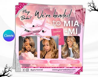 Modèle de Flyer de coiffeur de voyage : entreprise de beauté (téléchargement numérique)