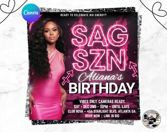 Schütze-Geburtstags-Flyer, Sagittarius-Bash-Flyer, Geburtstags-Flyer, Geburtstagskind, Party-Flyer, Feier-Flyer, Szn-Flyer, Canva-editierbar