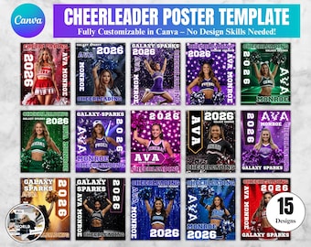 Plantilla editable de porristas: Noche de los mayores, reunión de motivación, diseño de espíritu de equipo (plantilla de Canva)