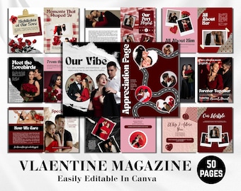 Plantilla de revista de San Valentín para regalo de aniversario de pareja