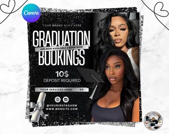 Graduation Booking Flyer, Graduation Special Flyer, Graduation Deals, Grad Books Open, Graduation Hair booking flyer