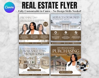 Plantillas de volantes para agentes inmobiliarios, marketing inmobiliario editable (PDF de Canva)
