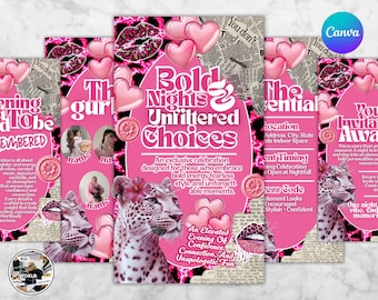 Galentines Day Einladung, Valentinstag einladen, Pink Leopard Print, Pour Entscheidungen Day Party, Girls Night Pyjama Party