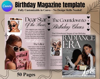 Custom Birthday Magazine | Birthday Gift For Friends | Best Friend Birthday Magazine Template | Personalized Gift | Sister Gift | Magazines