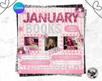 Folleto de reservas para Año Nuevo, Feliz Año Nuevo, Evento de Nochevieja, Folleto de citas, Folleto de rebajas, Folleto de belleza (pelo, trenzas, uñas), Editable en Canva