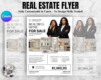 Real Estate Flyer Template, Open House Flyer, Just Listed Flyer, Real Estate Marketing, Editable Canva, Modern Property Flyer, Luxury Flyer