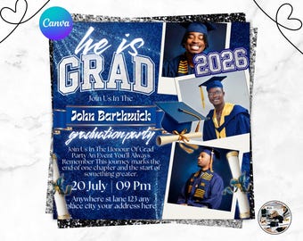 Class of 2026 Graduation Invitation Template, Editable Graduation Invite
