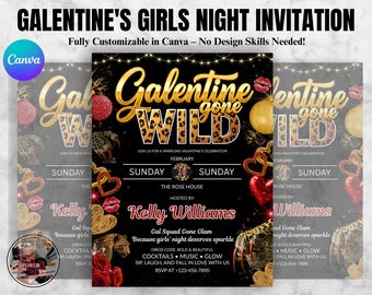 Galentine's Girls Night Invitation, Friends Valentines Dinner Invite, Digital Valentine Invitation, Galentines Day Evite, Instant Download