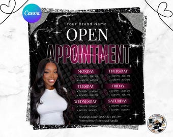 Weekly Time Slots Flyer, Canva Schedule Template, Client Appointment Booking Availability Flyer