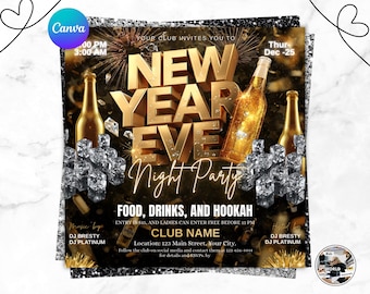 Folleto para fiesta de Año Nuevo 2026, Folleto para evento anual, Folleto para fiesta nocturna, Folleto para discoteca, Evento de cuenta regresiva, Feliz Año Nuevo, Plantilla para fiesta DIY