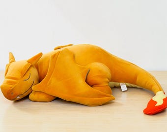 Big Sleeping Fire Dragon Plush, Cozy Anime-Inspired Dragon Pillow, Soft Stuffed Toy, Gamer Gift & Room Décor