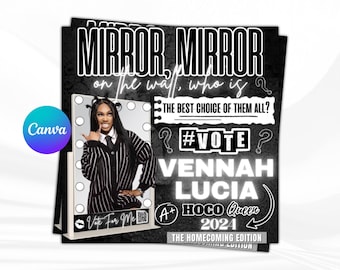 Volante de la Reina del Baile / Volante de HOCO / Volante de campaña de bienvenida / Vota por mí / Volante de campaña de clase / Plantilla editable de Canva