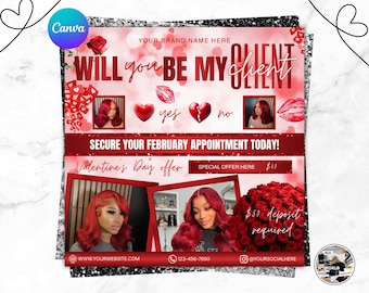 Folleto de reservas de febrero: Plantilla de Canva para San Valentín