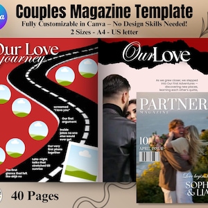 Personalised Couples Magazine Template | Anniversary & Relationship Gift | Custom Digital Gift for Him and Her, Couple Gift, Engagement Gift